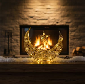 🌟 GOLD CRESCENT MOON & STAR DECORATIVE HANGING ORNAMENT 🌟